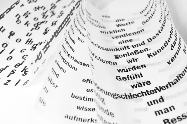 German words on paper