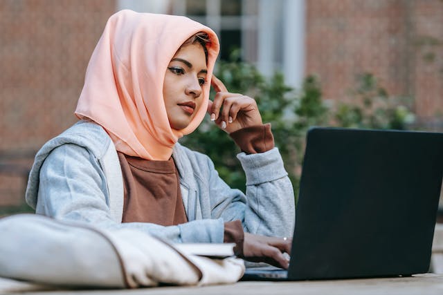 Female student with laptop