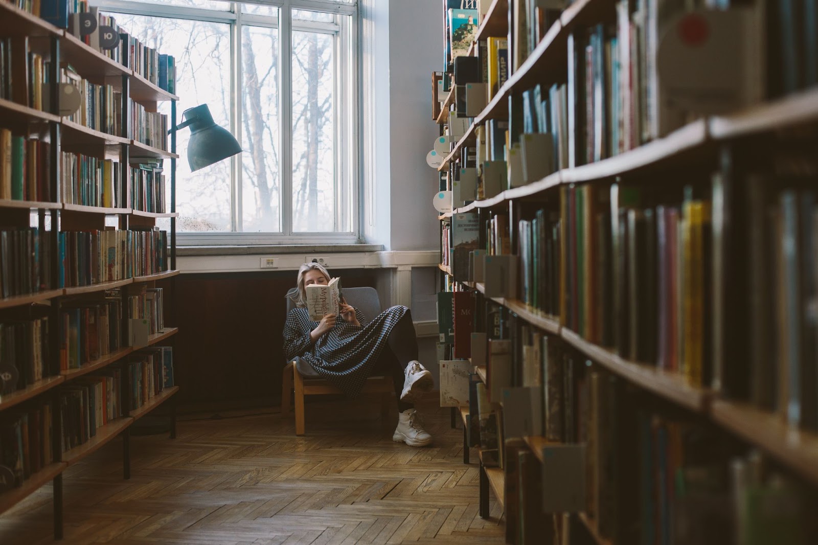 Female student in library